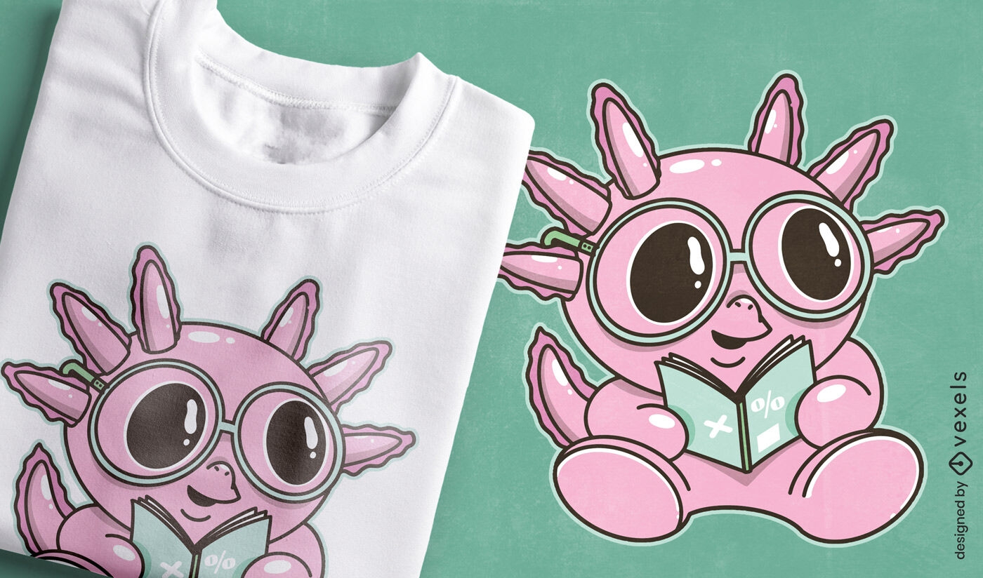 Design de camiseta do leitor axolotl