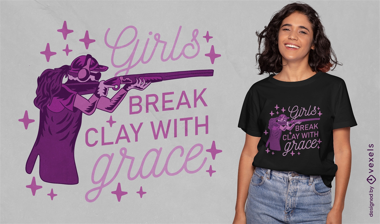 Design de camiseta para garota atirando em argila