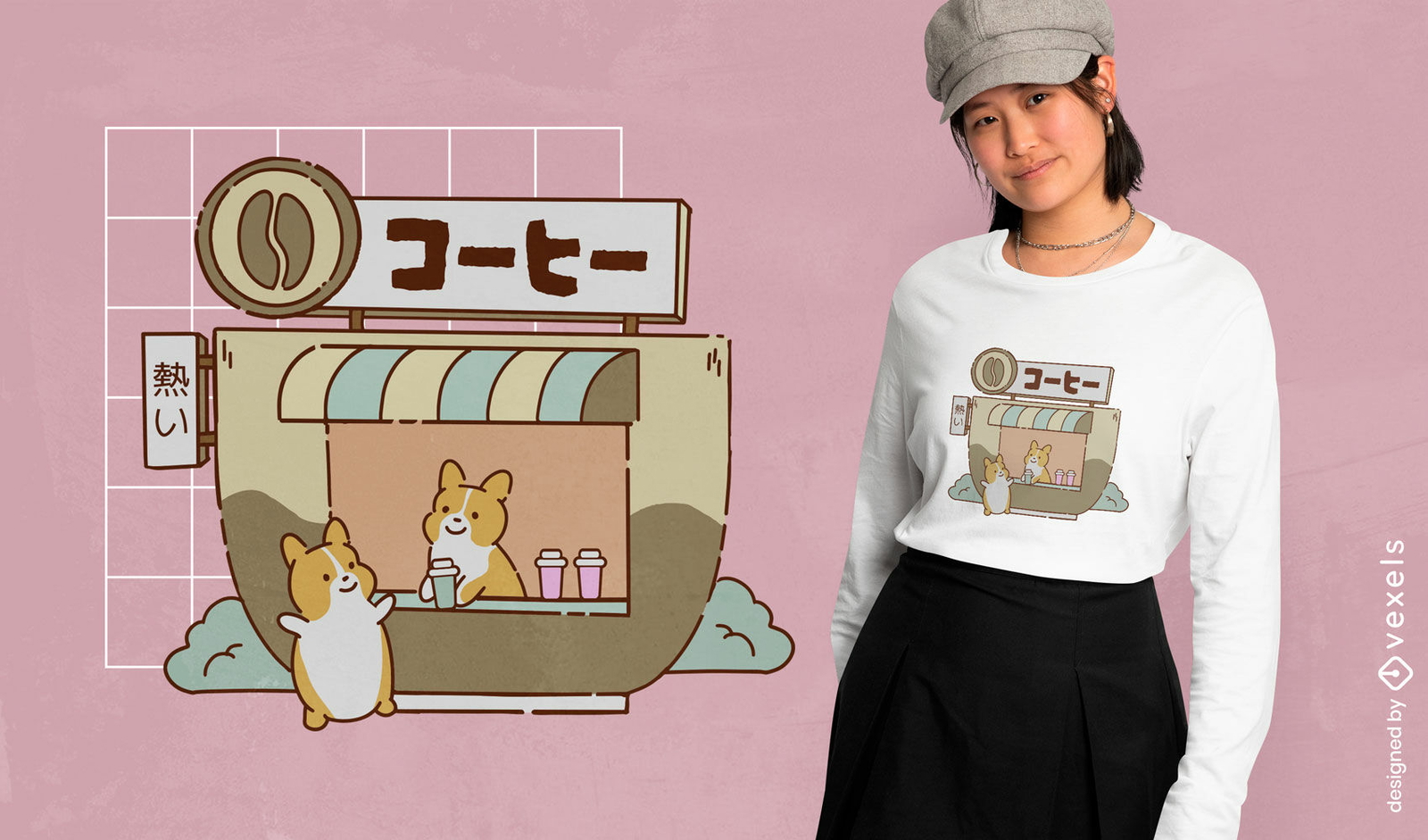 Corgi-Café-T-Shirt-Design