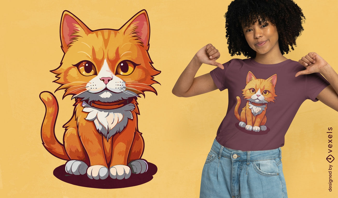 Charmantes orangefarbenes Katzen-T-Shirt-Design
