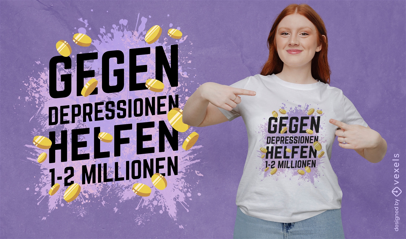 Design de camiseta alemã com citação de saúde mental
