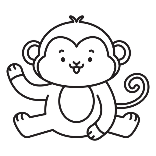 Black drawing of a monkey PNG Design