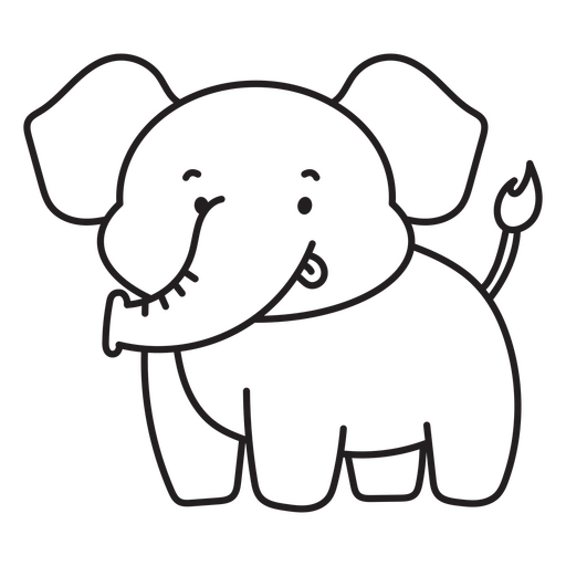 Black drawing of an elephant PNG Design