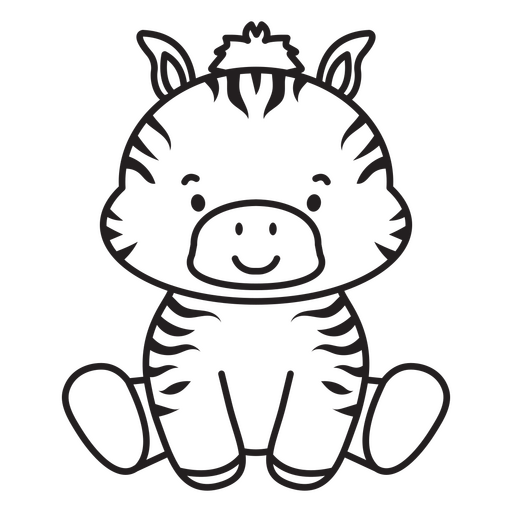 Black and white character of a zebra PNG Design