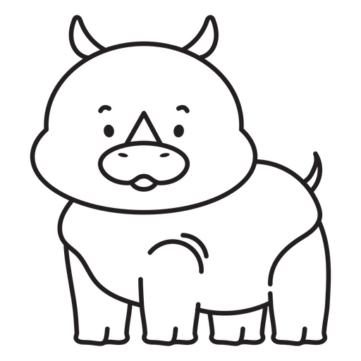 Black and white drawing of a rhino PNG Design