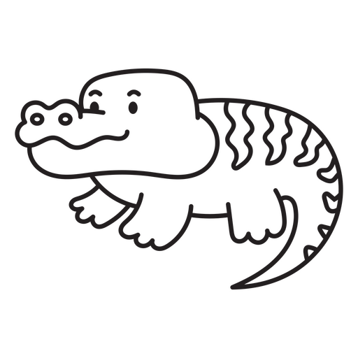 Schwarz-weißes Krokodil-Symbol PNG-Design