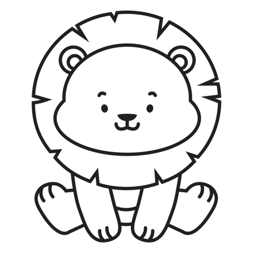 Ícone de leão preto e branco Desenho PNG