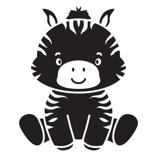 Black and white draw of a zebra PNG Design