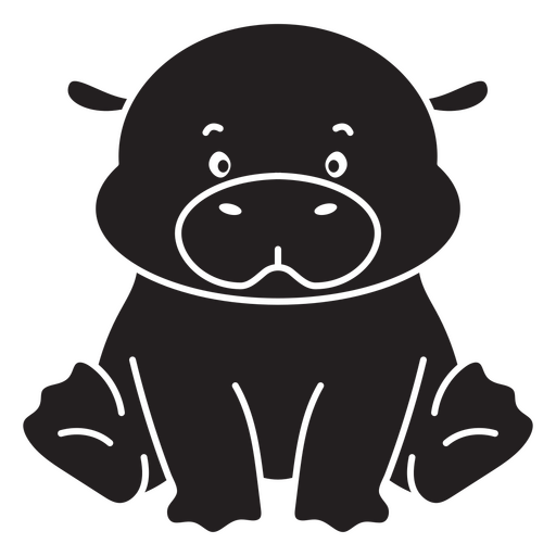 Hipopótamo negro sentado Diseño PNG
