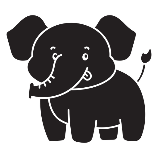 Black elephant with tusks PNG Design