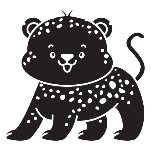 Black leopard is standing PNG Design
