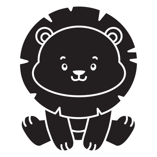 Leão negro sentado Desenho PNG