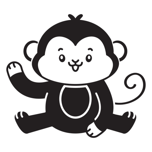 Black silhouette of a monkey sitting PNG Design
