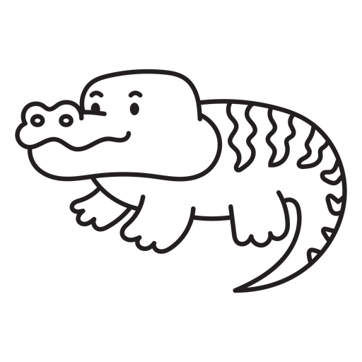 Black and white crocodile draw PNG Design