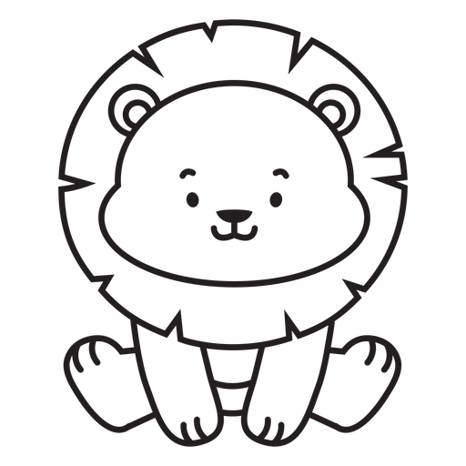 Dibujo de león en blanco y negro Diseño PNG