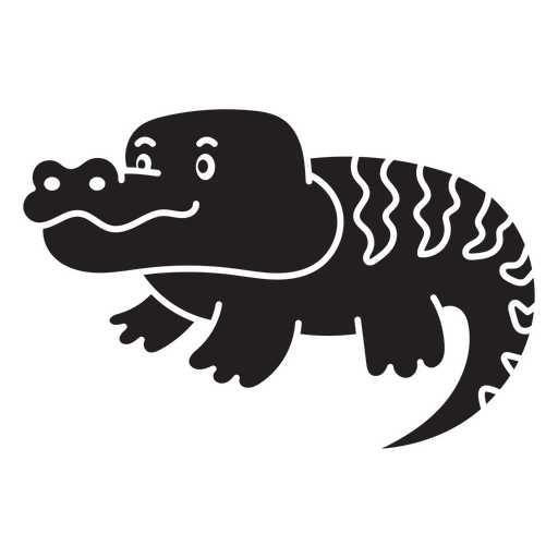 Crocodilo preto fofo Desenho PNG