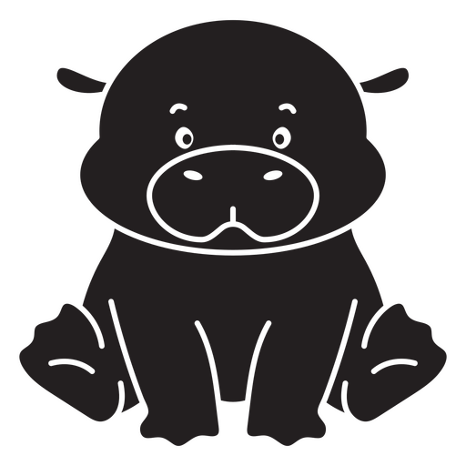 Black cute hippopotamus  PNG Design