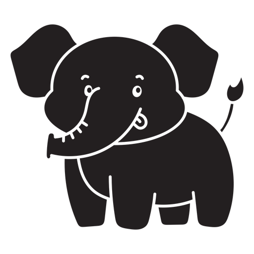 Cute black elephant  PNG Design