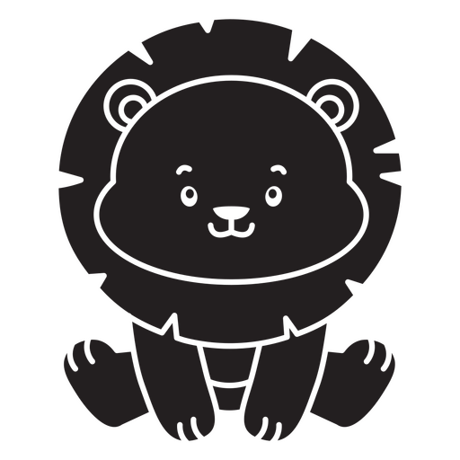 Cute black lion sitting PNG Design