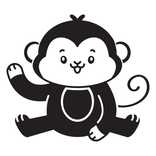 Silhueta fofa de um macaco sentado Desenho PNG