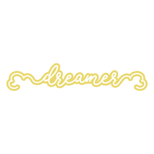 La palabra soñador escrita en amarillo. Diseño PNG