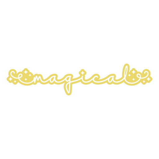 La palabra mágica en amarillo. Diseño PNG