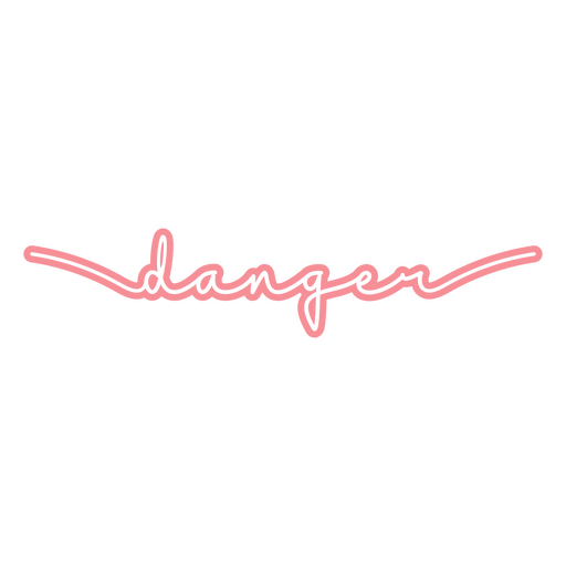 La palabra peligro escrita en rosa. Diseño PNG