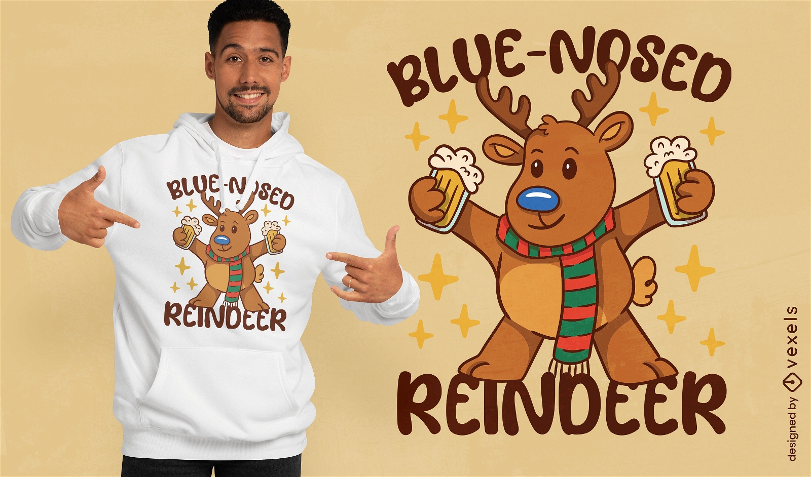 Design festivo de camiseta com renas