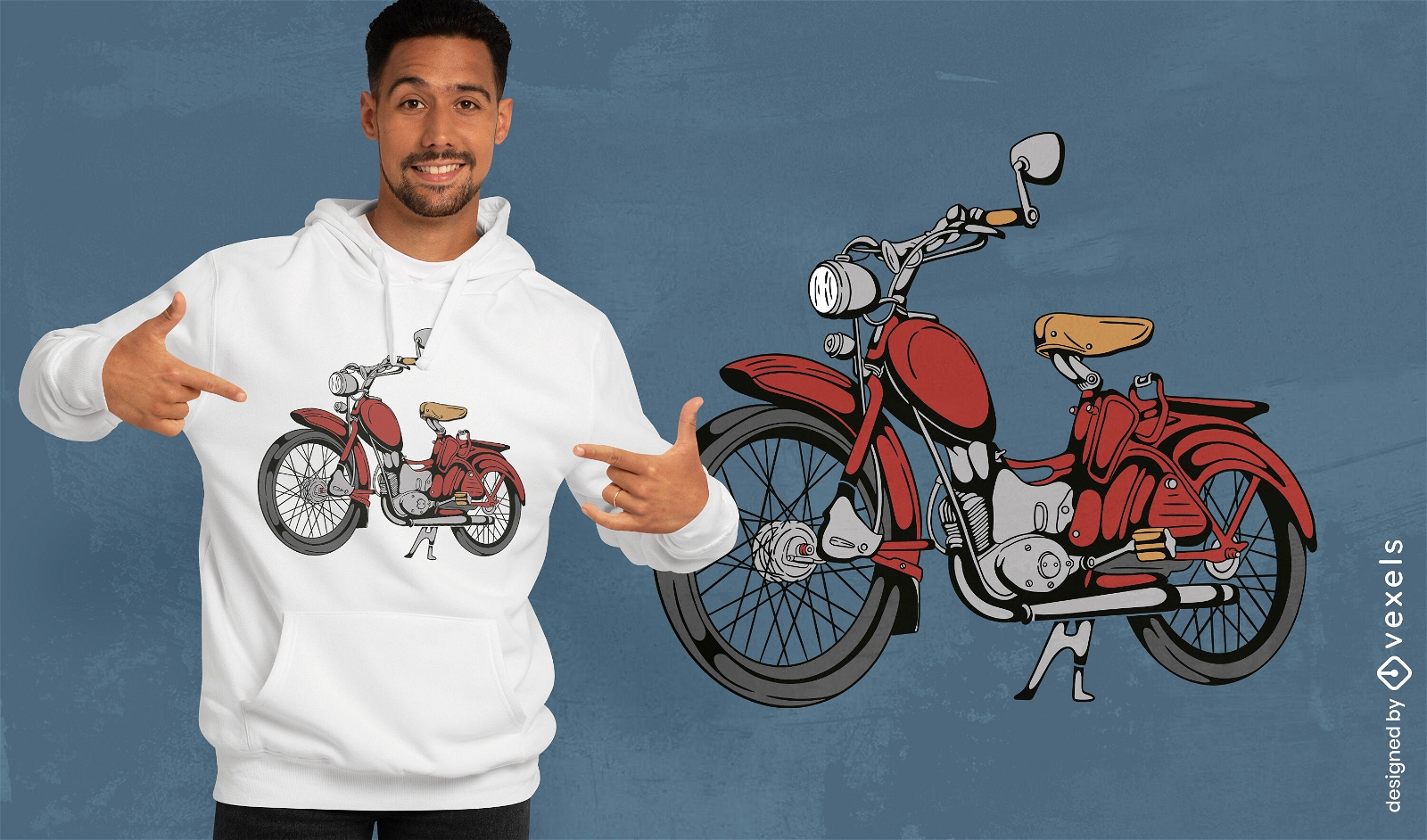 Design de camiseta vermelha vintage para motocicleta