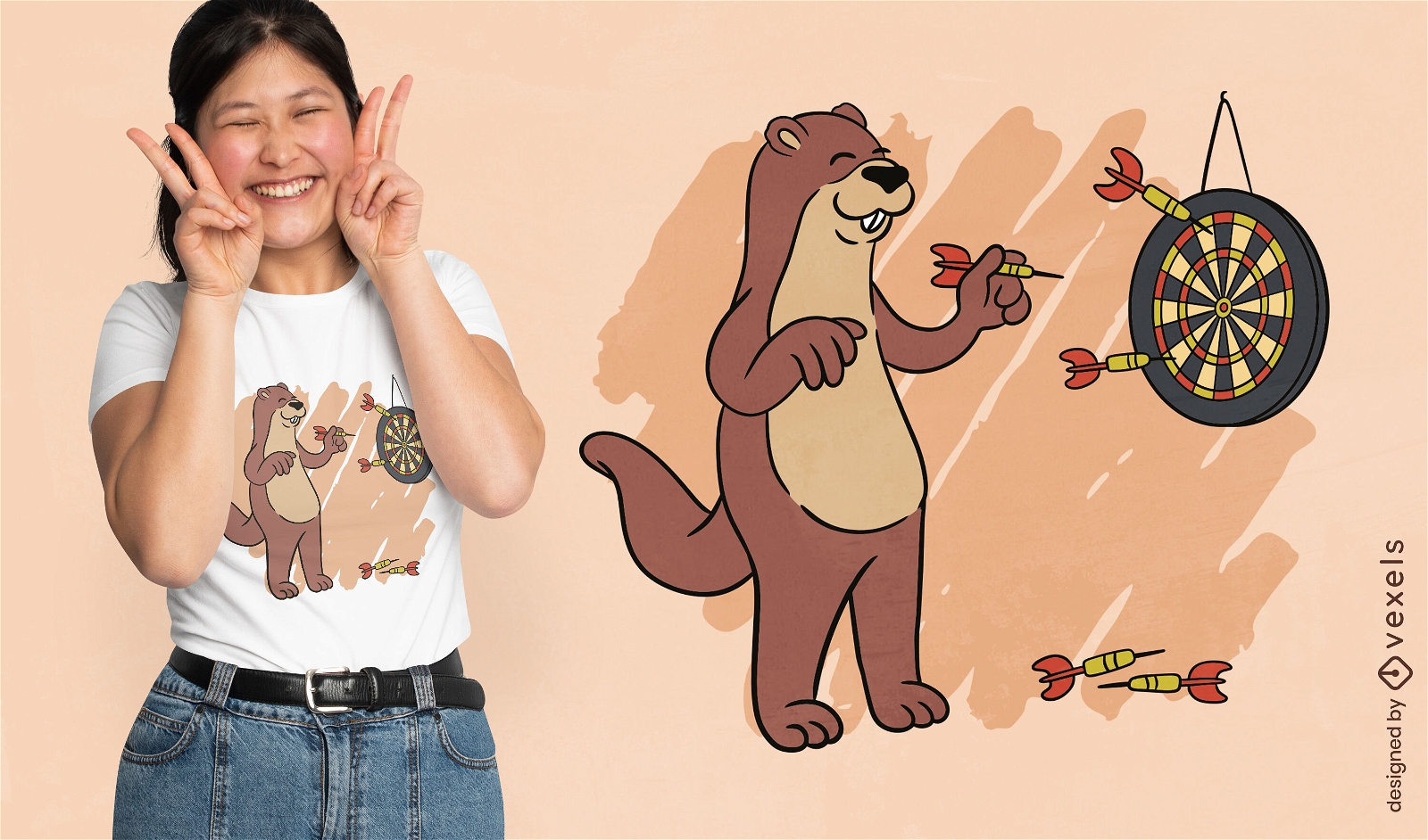 Design de camiseta de dardos de lontra