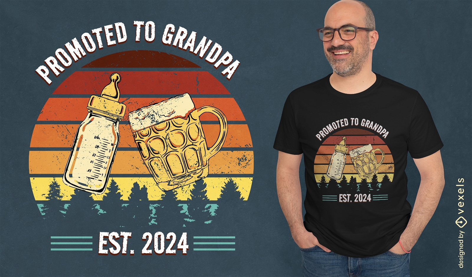 Novo design de camiseta para comemoração do avô