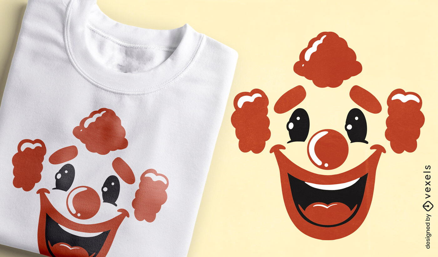 Diseño de camiseta con cara de payaso.