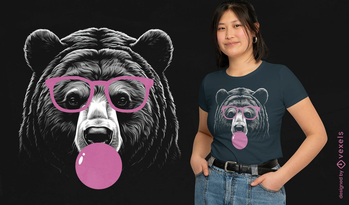 Diseño de camiseta de oso de chicle.