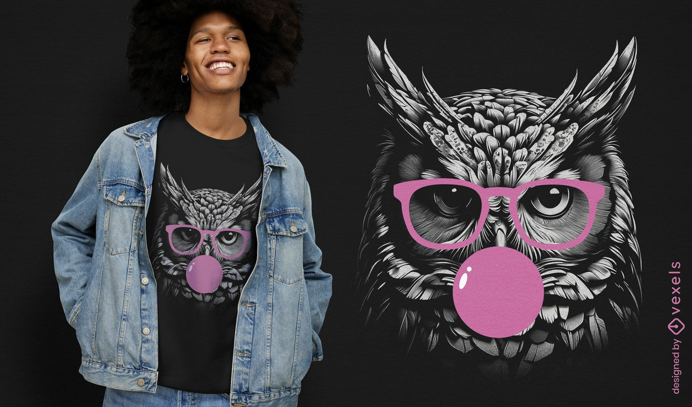 Wise owl with gum t-shirt design