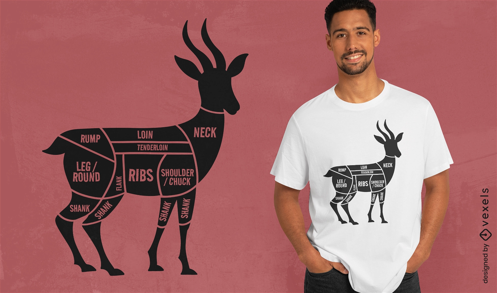 Venison butcher cuts t-shirt design
