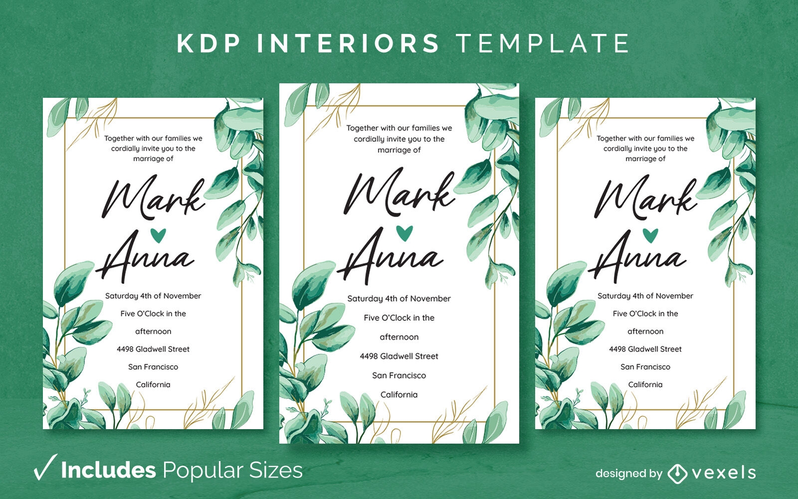 Design de modelo de interior KDP de convite de casamento