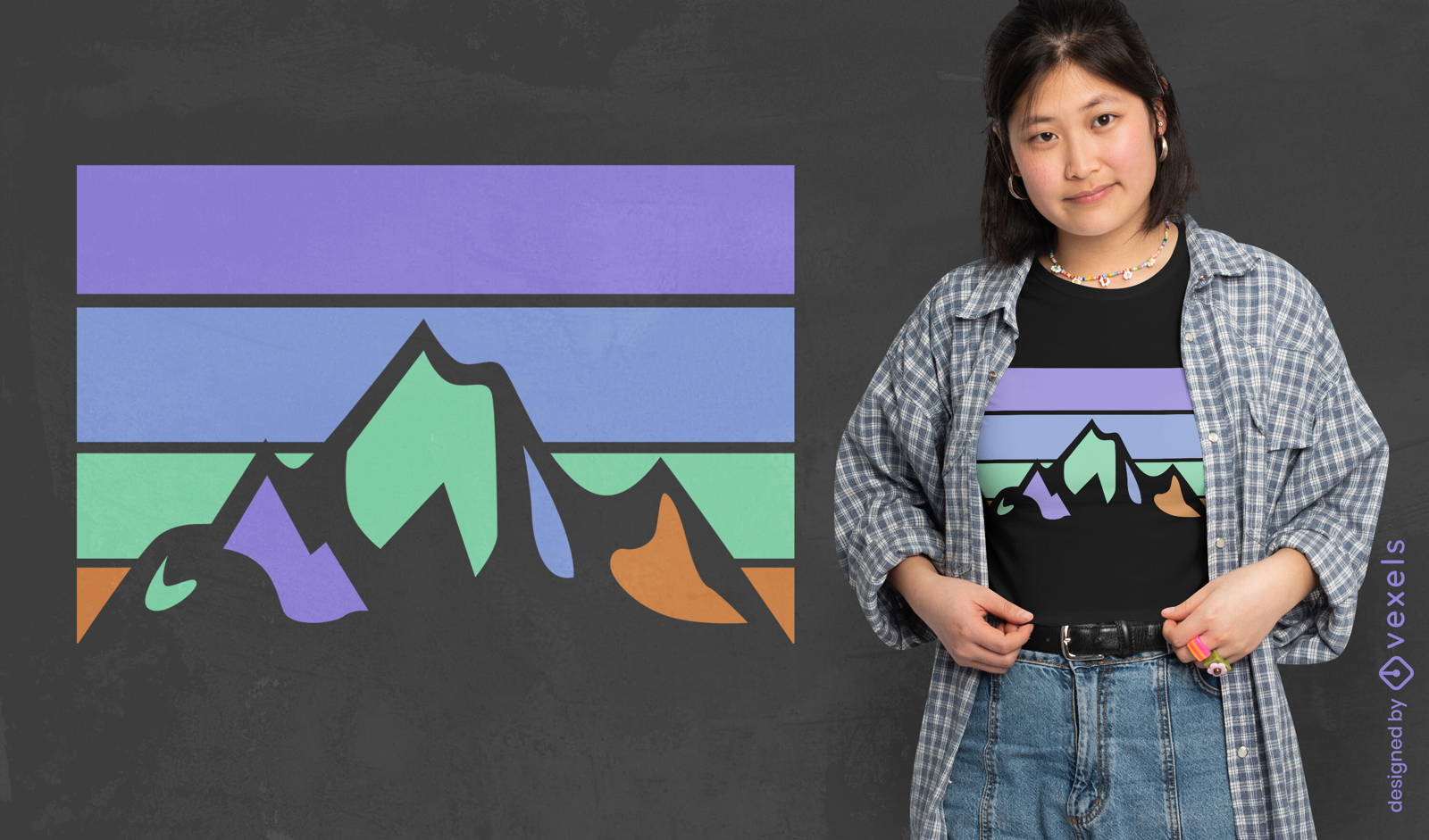Mountain retro sunset style t-shirt design