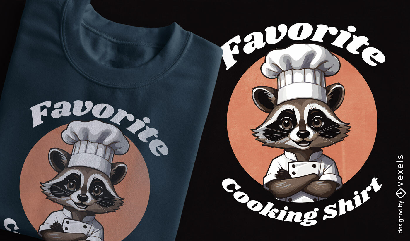 Design favorito de camiseta de guaxinim culinário