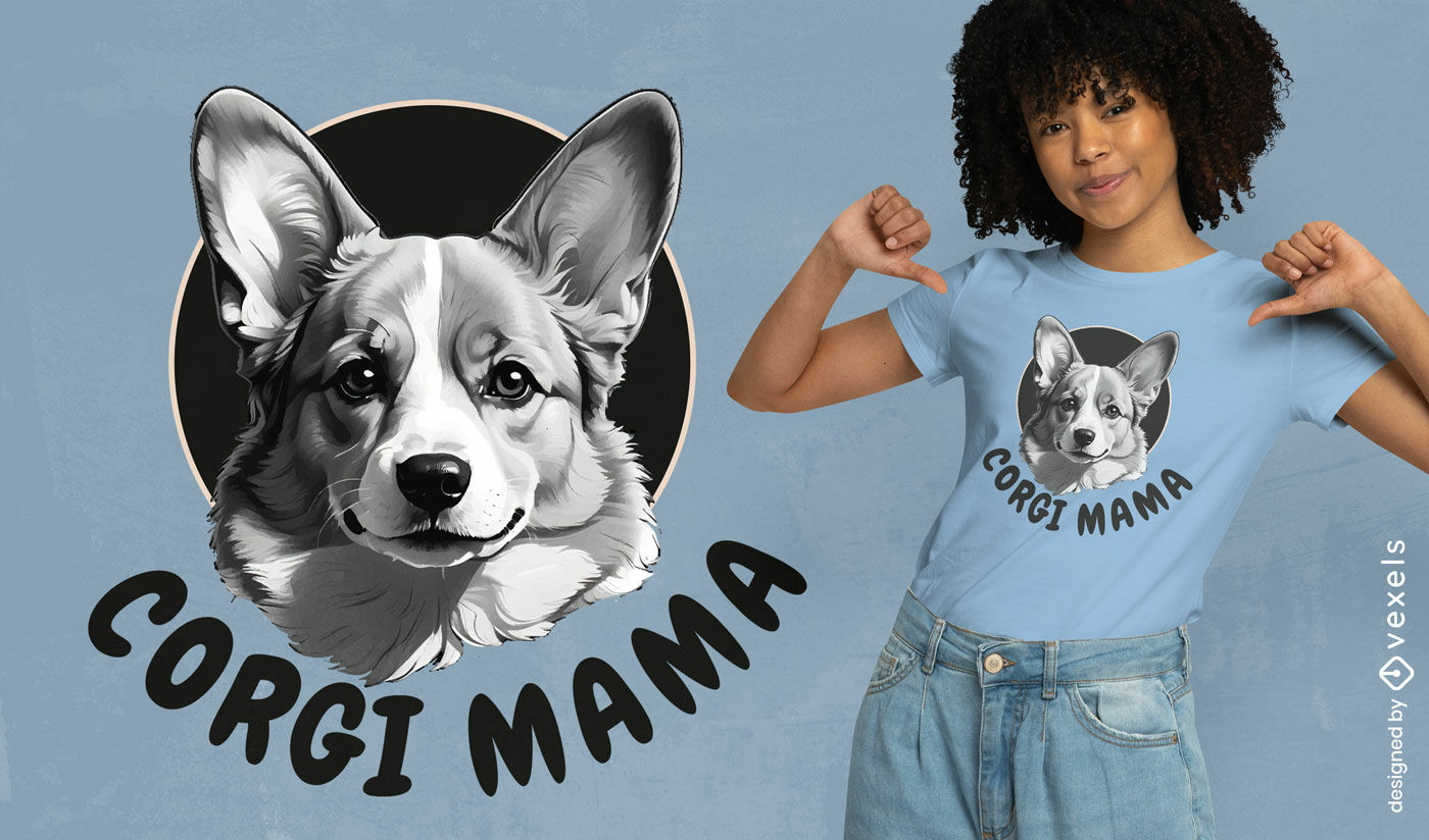 Diseño de camiseta de mamá corgi.