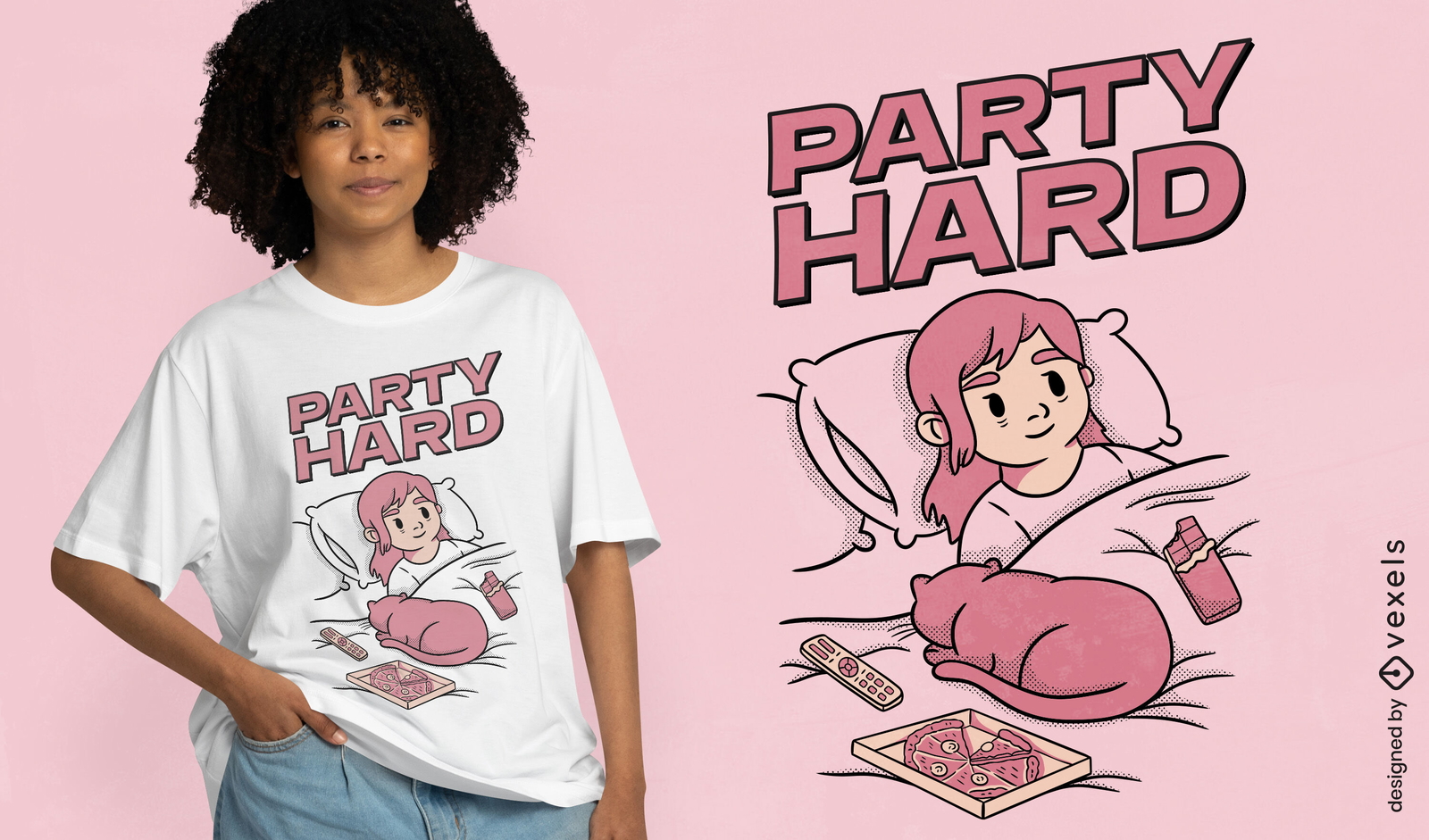 Diseño de camiseta Party Hard Girl.