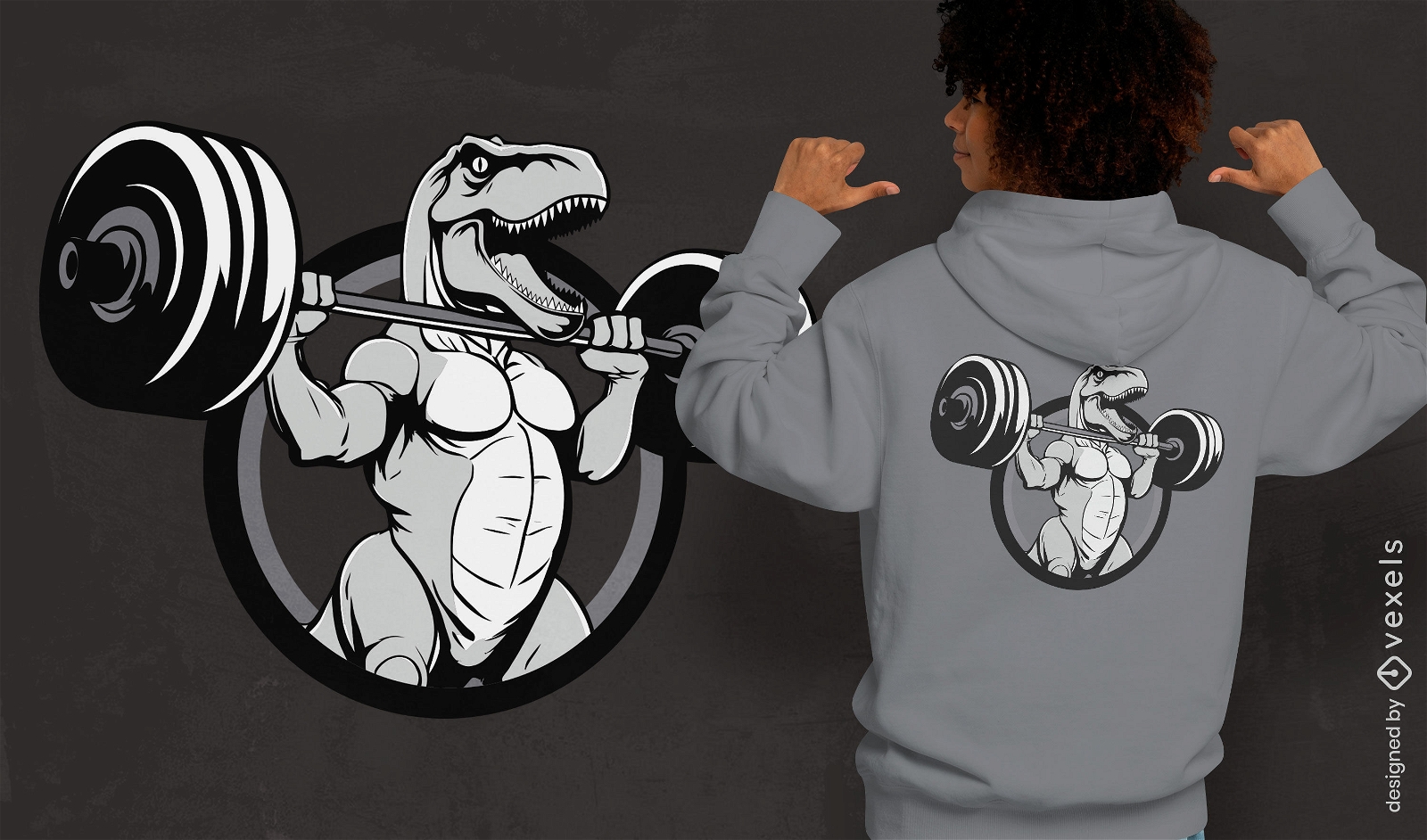 T-Rex arbeitet an T-Shirt-Design