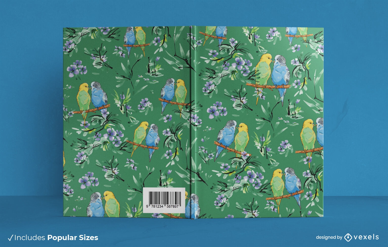Budgies floral book cover design