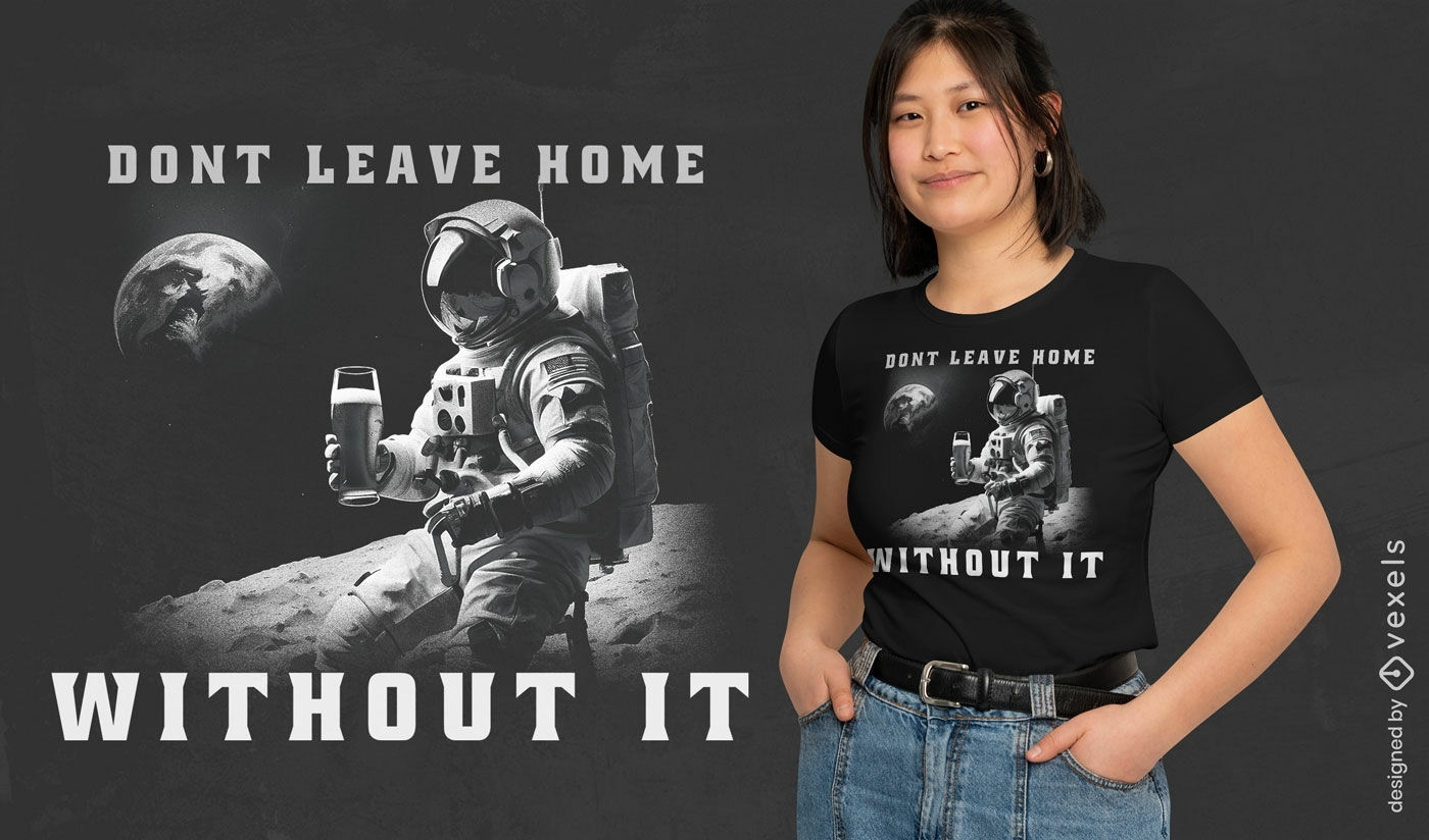 Diseño de camiseta de elementos esenciales de astronauta.