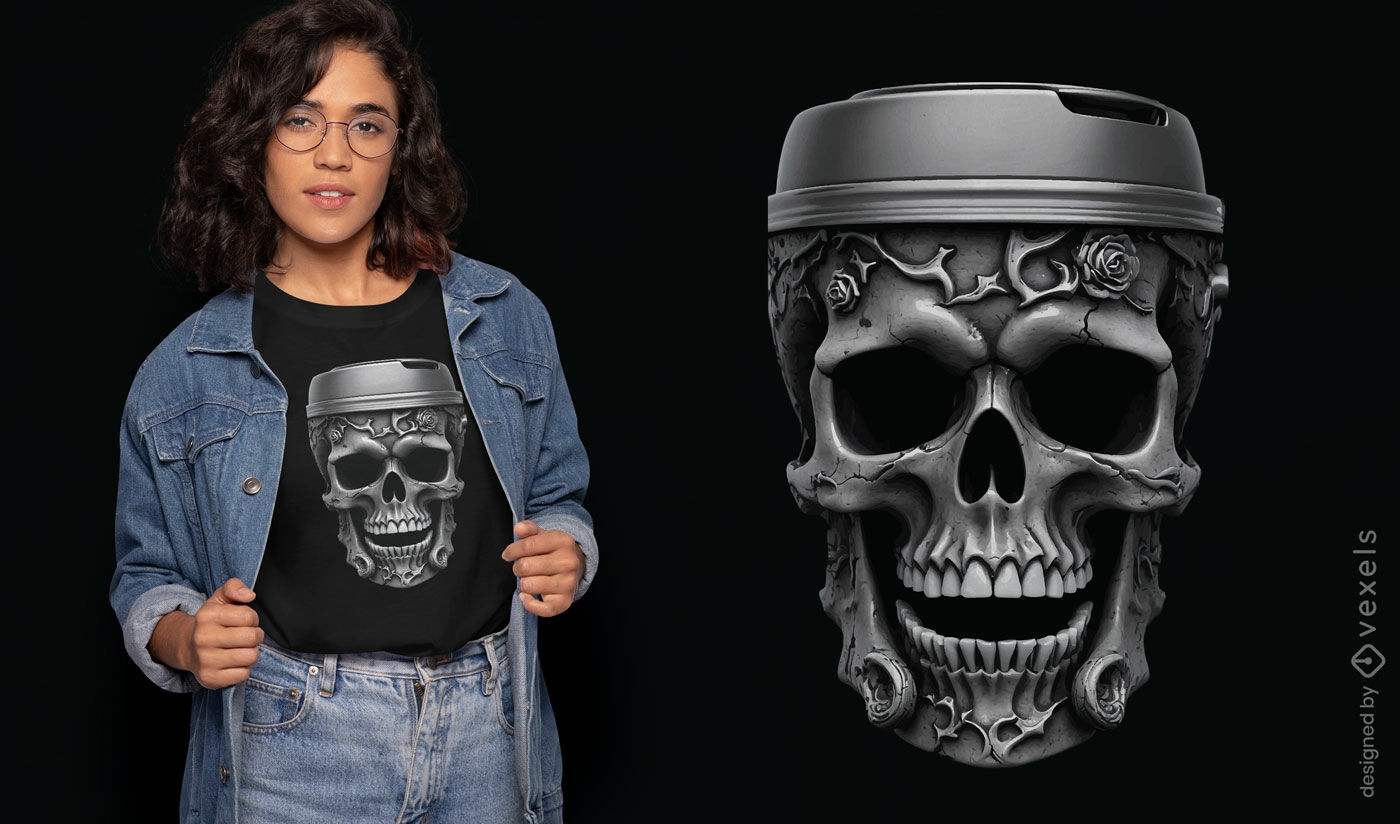 T-Shirt-Design mit Totenkopf-Cup