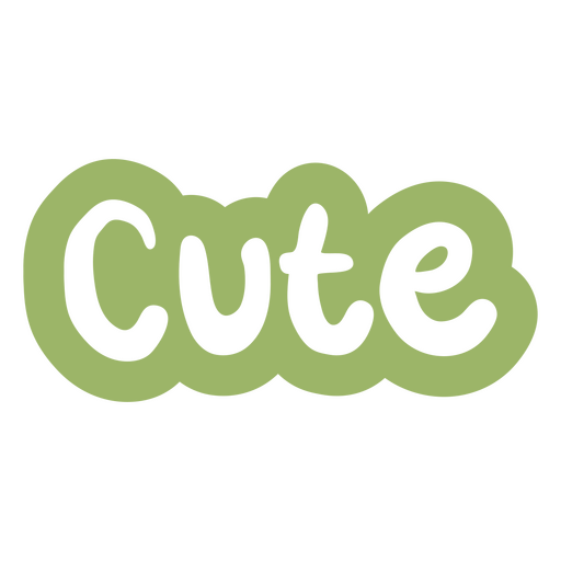 The word cute in green PNG Design
