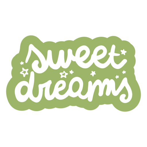 Pegatina verde con las palabras dulces sueños. Diseño PNG