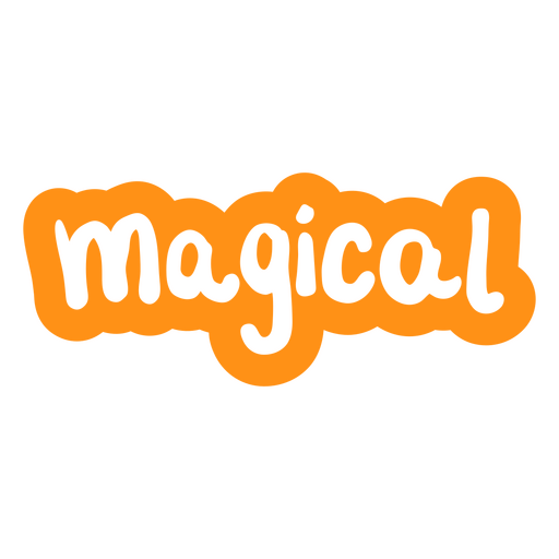 La palabra mágica en naranja. Diseño PNG