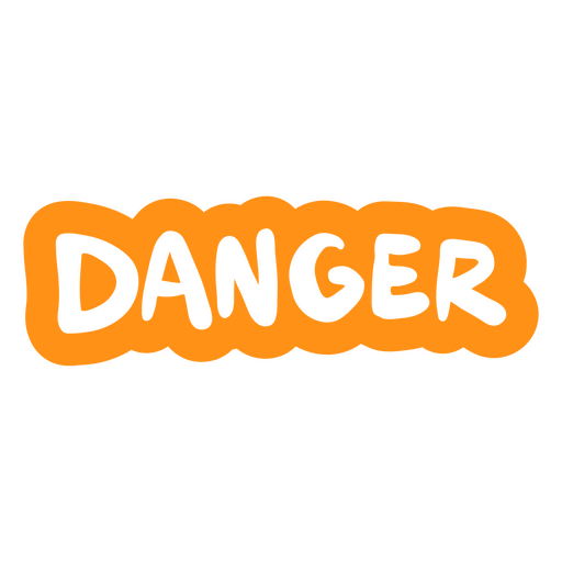 The word danger written in orange PNG Design