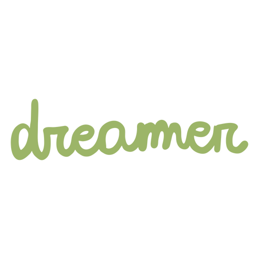 The word dreamer in green PNG Design