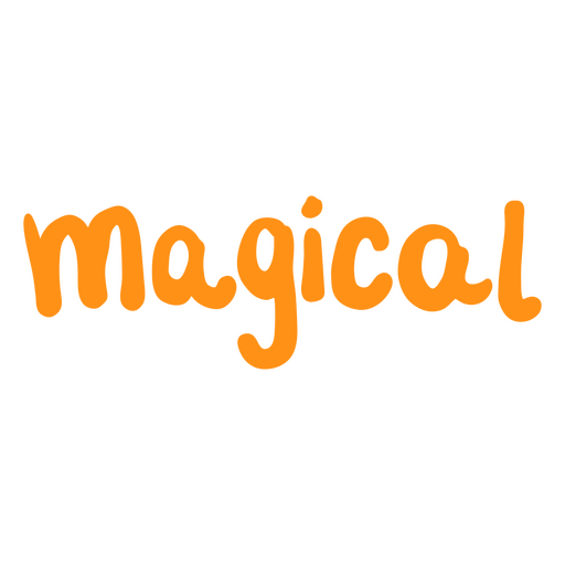 The word magical written inorange PNG Design